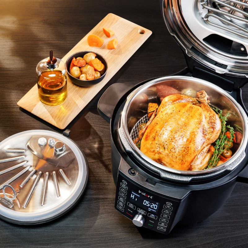 Instant Pot Duo Crisp Ultimate Lid 140005901, 1500W, 6.2L, 11 programe, coș Ultimate Lid, EvenCrisp, negru