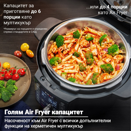 Instant Pot Duo Crisp Ultimate Lid 140005901, 1500W, 6.2L, 11 programe, coș Ultimate Lid, EvenCrisp, negru