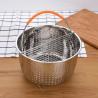 Cos pentru prajit si gatit la aburi Izibizi SSST-IZB, 3,8 L, Maner detasabil, Separator, Inox/Portocaliu