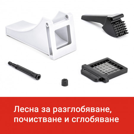 Feliator cartofi Izibizi PS-321B, Otel inoxidabil, Varfuri din cauciuc, Fara BPA, alb/negru