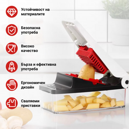 Presă multifuncțională Izibizi PS-331A, 1,2 l, 2 lame, oțel inoxidabil, picioare de cauciuc, fără BPA, alb/negru