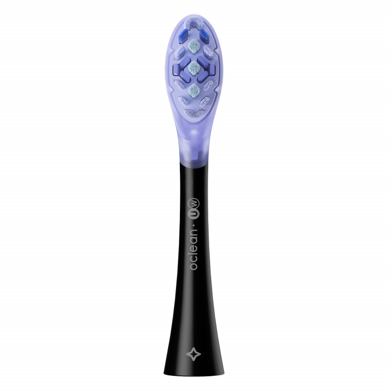 Set 2 capete de schimb pentru periutele de dinti electrice Oclean Ultra White, Hard, For Whitening, DuPont, FlexFit, Negru/Albastru