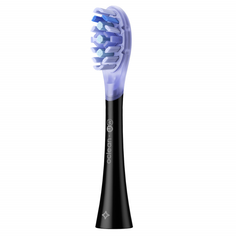 Set 2 capete de schimb pentru periutele de dinti electrice Oclean Ultra White, Hard, For Whitening, DuPont, FlexFit, Negru/Albastru