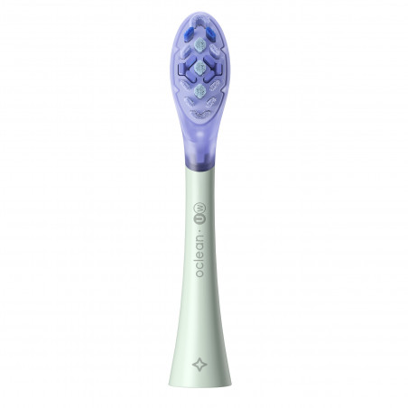 Set 2 capete de schimb pentru periuta de dinti electrica Oclean Ultra White, Hard, White, DuPont, FlexFit, Verde