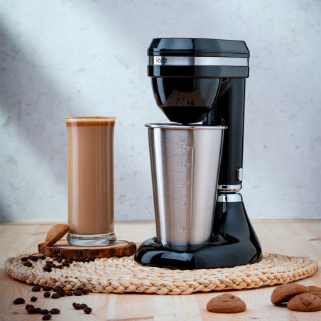 Mixer pentru frappe Oliver Voltz OV51163E, 100W, Bol din otel inoxidabil 450 ml, 2 viteze, Agitator otel, Negru