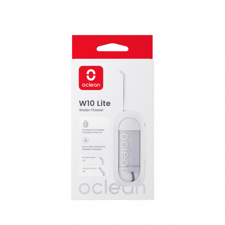 Irigator dental Oclean W10 Lite, 3 moduri, 2 duze, 1200 impulsuri/minut, Pana la 140 PSI, USB-C, Alb