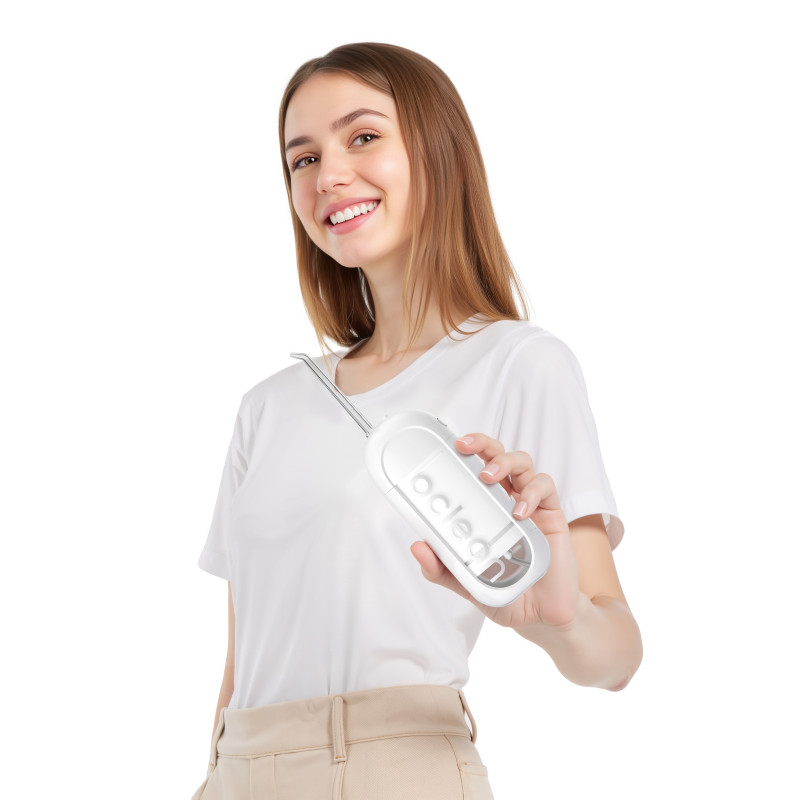 Irigator dental Oclean W10 Lite, 3 moduri, 2 duze, 1200 impulsuri/minut, Pana la 140 PSI, USB-C, Alb