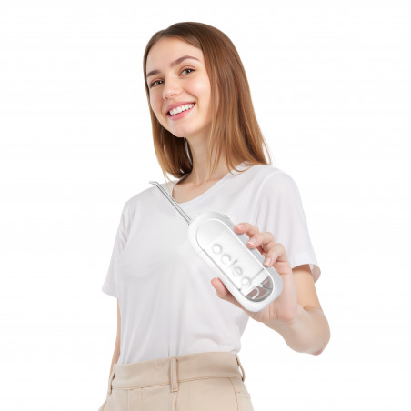 Irigator dental Oclean W10 Lite, 3 moduri, 2 duze, 1200 impulsuri/minut, Pana la 140 PSI, USB-C, Alb