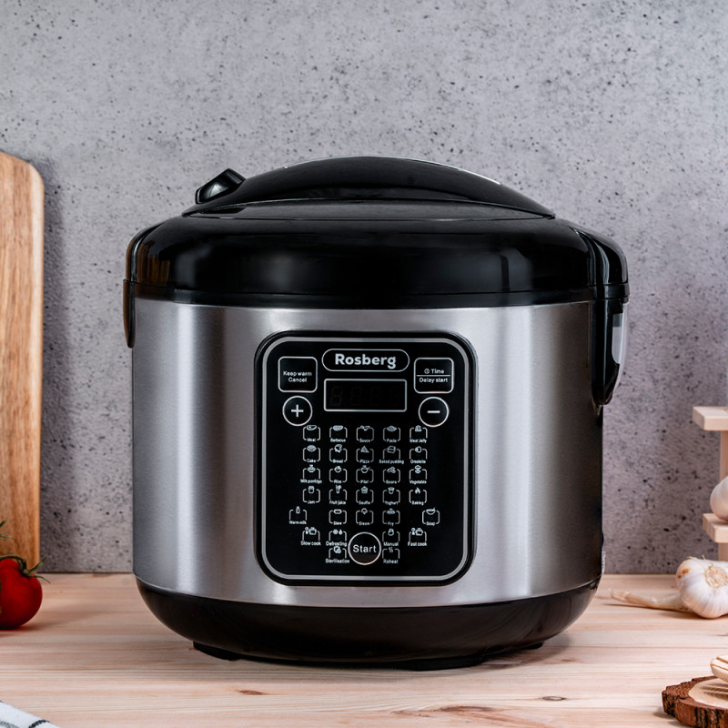 Multicooker cu 31 programe Rosberg R51985F5, 780W, 5L, Acoperite antiaderenta, Inox