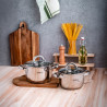 Set oale cu capac Rosberg R51210L12, 12 piese, Fund multistrat, 2.0-6.5 litri, Inductie, Inox