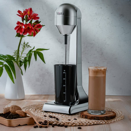 Mixer frappe Oliver Voltz OV51163D, 100W, 2 viteze, Metal, Crom/Negru