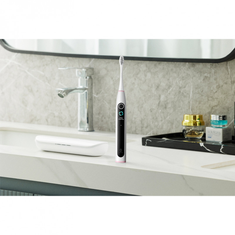 Periuta de dinti electrica Oclean X Lite, 72000 rpm, 5 moduri, Ecran tactil, Autonomie pana la 40 zile, Raportarea zonelor curatate, Gri deschis