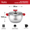 Oala Oliver Voltz OV51210N26 , 26 cm, 7.7 L, Inductie, Manere silicon, Inx/Roşu