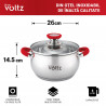 Oala Oliver Voltz OV51210N26 , 26 cm, 7.7 L, Inductie, Manere silicon, Inx/Roşu