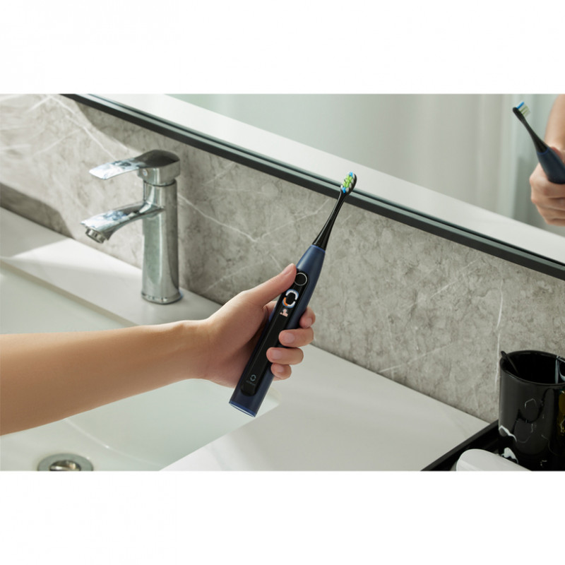 Periuta de dinti electrica Oclean X Lite, 72000 rpm, 5 moduri, Ecran tactil, Autonomie pana la 40 zile, Raportarea zonelor curatate, Albastru inchis