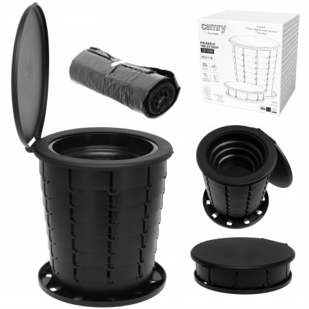 Toaletă portabila Camry CR 1041, 21L, 3in1 Design multifunctional, Pliabila, Negru