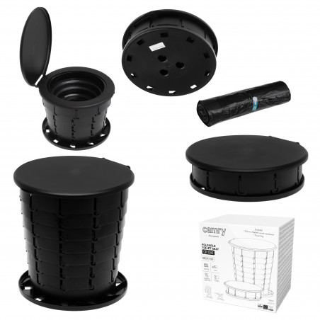 Toaletă portabila Camry CR 1041, 21L, 3in1 Design multifunctional, Pliabila, Negru