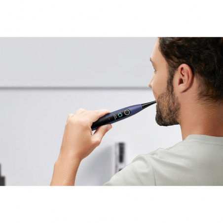 Periuta de dinti electrica Oclean X Lite Set, 72000 rpm, 5 moduri, Ecran tactil, Autonomie de pana la 40 zile, Raportarea zonelor curatate, Husa, Albastru inchis