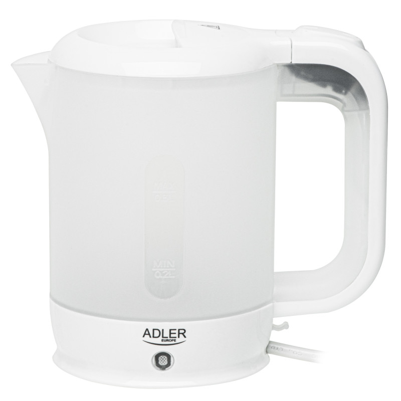 Cana electrica Adler AD 1381, 900W, 0,5 L, 2 cani si lingura, Protectie fierbere fara apa, Alb