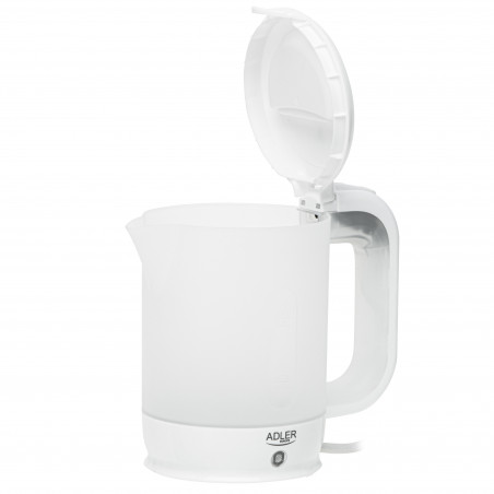 Cana electrica Adler AD 1381, 900W, 0,5 L, 2 cani si lingura, Protectie fierbere fara apa, Alb
