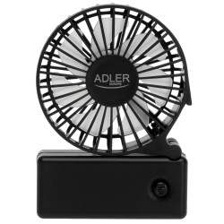Ventilator portabil Adler AD 7336, Pliabil, 6,5 cm, 46,2 dB, 2xAA, Pala inclinata la 30°, Negru