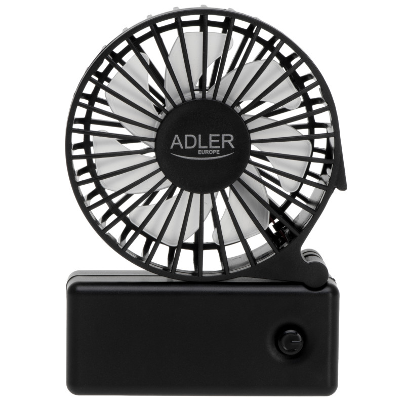Ventilator portabil Adler AD 7336, Pliabil, 6,5 cm, 46,2 dB, 2xAA, Pala inclinata la 30°, Negru