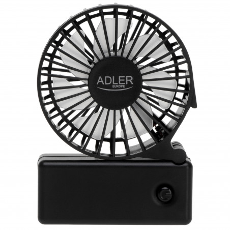 Ventilator portabil Adler AD 7336, Pliabil, 6,5 cm, 46,2 dB, 2xAA, Pala inclinata la 30°, Negru