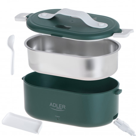 Cutie alimentara electrica Adler AD 4522, 45W, 0.8 L, Pana la 70°C, Recipient din otel inoxidabil, Geanta termica, Verde