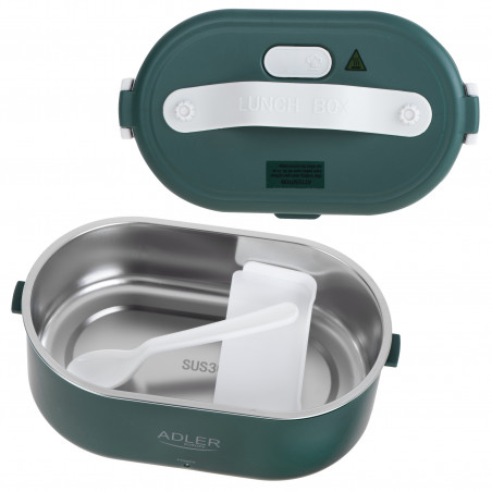 Cutie alimentara electrica Adler AD 4522, 45W, 0.8 L, Pana la 70°C, Recipient din otel inoxidabil, Geanta termica, Verde