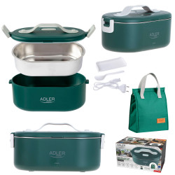 Cutie alimentara electrica Adler AD 4522, 45W, 0.8 L, Pana la 70°C, Recipient din otel inoxidabil, Geanta termica, Verde