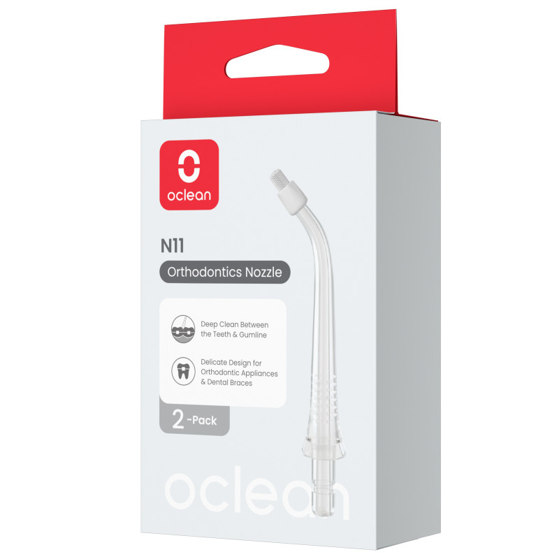 Set 2 capete ortodontice Oclean N11, compatibil cu W10, Curatare profunda, Transparent