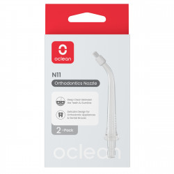 Set 2 capete ortodontice Oclean N11, compatibil cu W10, Curatare profunda, Transparent