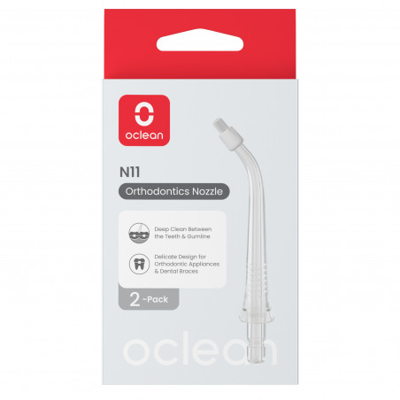 Set 2 capete ortodontice Oclean N11, compatibil cu W10, Curatare profunda, Transparent