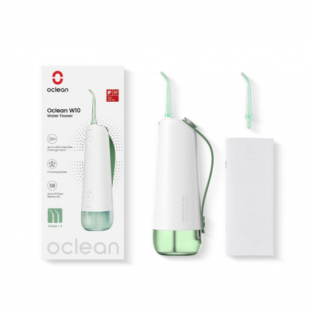 Irigator dentar Oclean W10, 5 moduri, 2 duze, 200 ml, 1400 impulsuri pe minut, IPX7, USB-C, Verde