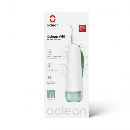 Irigator dentar Oclean W10, 5 moduri, 2 duze, 200 ml, 1400 impulsuri pe minut, IPX7, USB-C, Verde