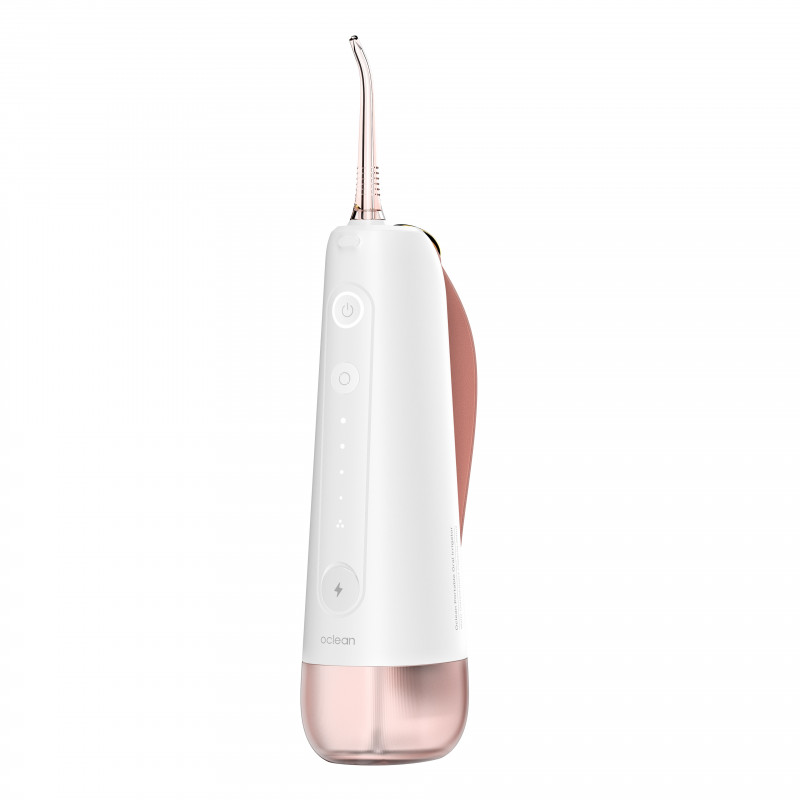 Irigator dentar Oclean W10, 5 moduri, 2 duze, 200 ml, 1400 impulsuri pe minut, IPX7, USB-C, roz