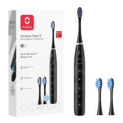 Periuta de dinti electrica Oclean Flow S, 1.85W, 76000 rpm, 5 moduri, Timer, Autonomie pana la 180 zile, Tip-C, Suprafata antibacteriana, Negru
