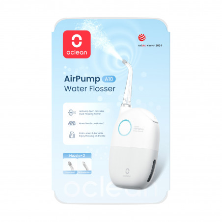 Dus dentar Oclean AirPump A10, 3 moduri, 2 duze, 40 zile autonomie, IPX7, USB-C, Gri