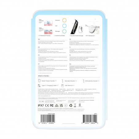 Dus dentar Oclean AirPump A10, 3 moduri, 2 duze, 40 zile autonomie, IPX7, USB-C, Gri