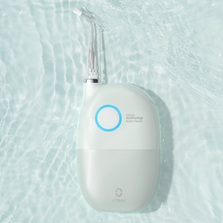Irigator dentar Oclean AirPump A10, 3 moduri, 2 duze, 40 zile autonomie, IPX7, USB-C, Verde