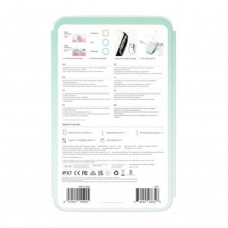 Irigator dentar Oclean AirPump A10, 3 moduri, 2 duze, 40 zile autonomie, IPX7, USB-C, Verde