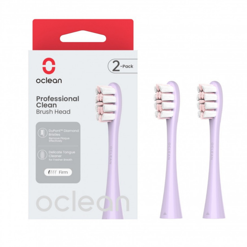 Set 2 capete de schimb pentru periuta de dinti electrica Oclean Professional Clean, Hard, Peri DuPont, Ingrijirea limbii, Violet