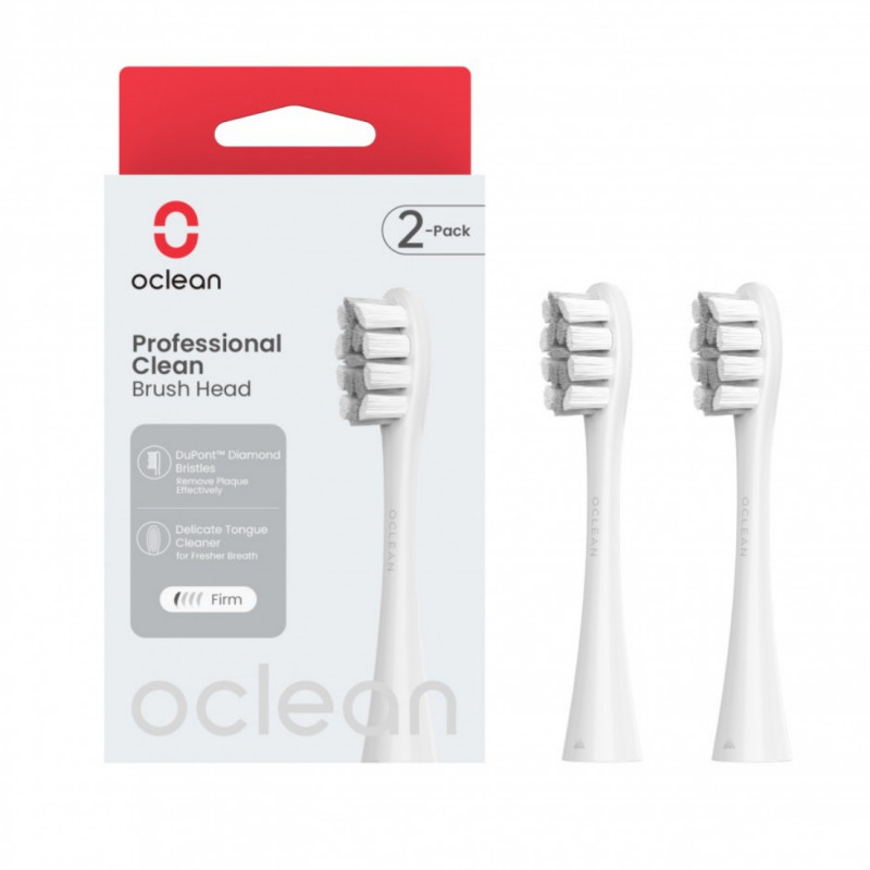 Set 2 capete de schimb pentru periuta de dinti electrica Oclean Professional Clean, Hard, Peri DuPont, Ingrijirea limbii, Gri