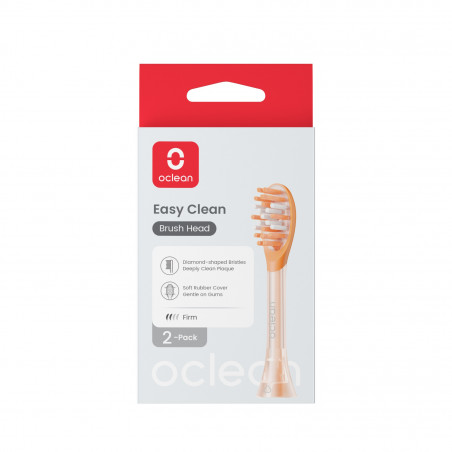 Set 2 capete de schimb pentru periuta de dinti Oclean Easy Clean P1K2, Tare, Acoperire cu silicon, Portocaliu