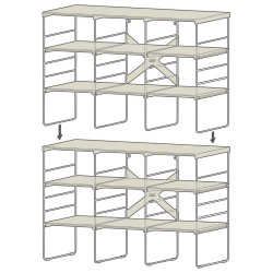 Raft reglabil pentru pantofi Joseph Joseph 55009, 12 perechi, 3 rafturi, Baza din otel, Ecru