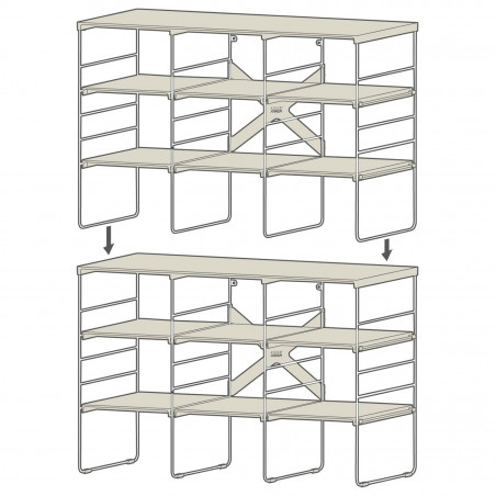 Raft reglabil pentru pantofi Joseph Joseph 55009, 12 perechi, 3 rafturi, Baza din otel, Ecru