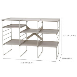 Raft reglabil pentru pantofi Joseph Joseph 55009, 12 perechi, 3 rafturi, Baza din otel, Ecru
