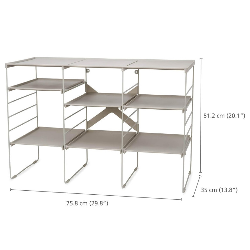 Raft reglabil pentru pantofi Joseph Joseph 55009, 12 perechi, 3 rafturi, Baza din otel, Ecru