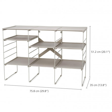 Raft reglabil pentru pantofi Joseph Joseph 55009, 12 perechi, 3 rafturi, Baza din otel, Ecru