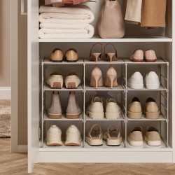 Raft reglabil pentru pantofi Joseph Joseph 55009, 12 perechi, 3 rafturi, Baza din otel, Ecru